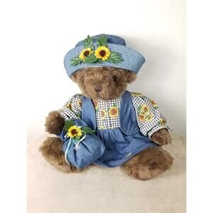 Large Teddy Bear NANA w/ Dress Better Bear Company Sunflower Hat Purse 20" Vtg